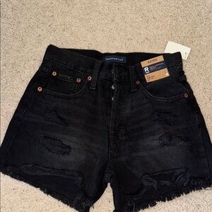 Aeropostale Black Denim 90’s High Rise Cut Off Jean Shorts 4”